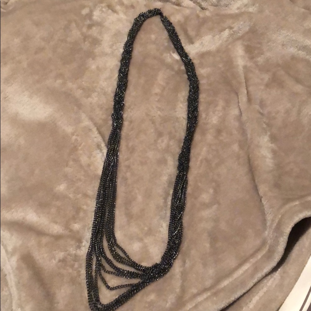 Dark grey metal long necklace